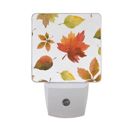 

Autumn Leaves Thanksgiving Night Light LED Dusk to Dawn Auto Sensor Night Lamp Plug-in Nightlight for Bedroom Hallway Kitchen 2 PCs