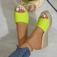 thumbnail image 2 of Women's Summer Plus Size Solid Color Open Toe Wedge Heel Slides Thick Sole Casual Platform Sandals Comfortable Outdoor Shoes for Daily & Beach Wear Yellow 9.5(43), 2 of 9