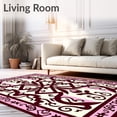 thumbnail image 2 of ODIKA 5'x7' Machine Washable Non-Slip Area Rug, Elegant Lattice with Championship Banner Motifs High Traffic Rug with Pad, Brown, 675550, 2 of 8