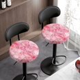 thumbnail image 3 of Jeiento Pink Marble Print Bar Stool Covers Round with Elastic Bands Floral Bar Stool Seat Covers Slipcover Washable Soft Bar Chair Seat Cover for Home Bar Hotel Market Set of 2, Small, 3 of 6