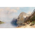 thumbnail image 2 of Georg Anton Rasmussen 24x16 Gold Ornate Framed and Double Matted Museum Art Print Titled - A Fjord Landscape, 2 of 4