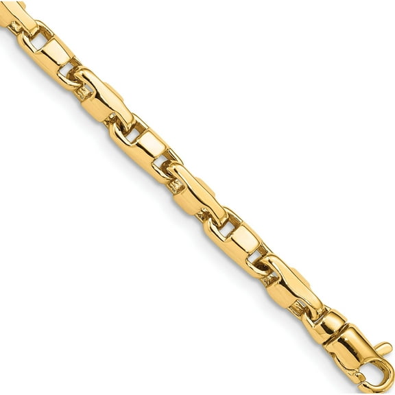 14K Yellow Gold 4mm Hand-Polished Fancy Link Chain (18 X 4) Made In Peru lk737-18