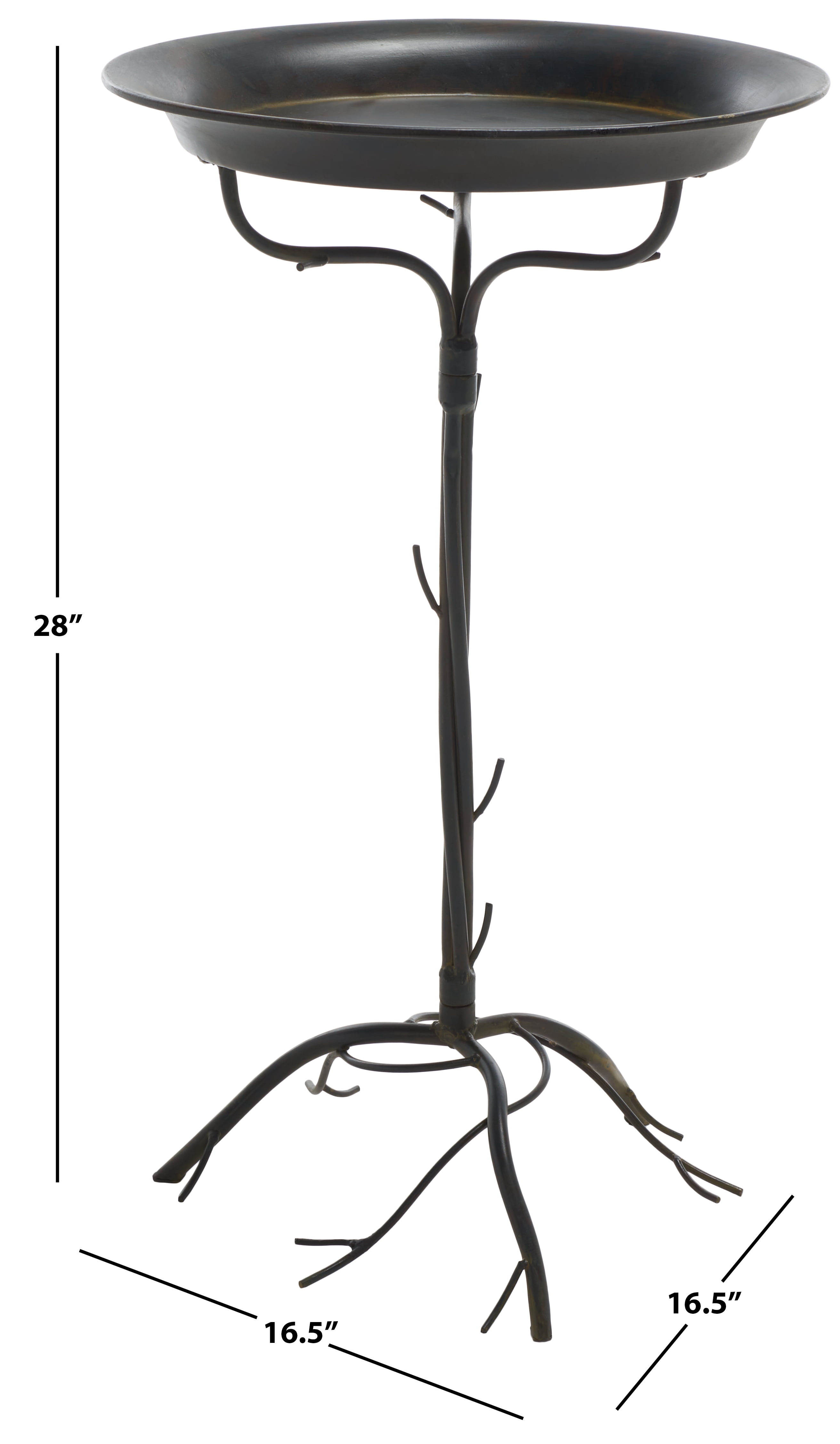 SAFAVIEH Nigel Outdoor Patio Bird Bath, Antique Black