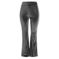 thumbnail image 4 of Arlun,Women's Oversized High Waisted Velvet Flared Pants Trendy Stretchy Solid Color Business Casual Trousers Ladies Elegant Elastic Waisted Baggy Lounge Joggers Grey XXL, 4 of 5