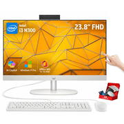 HP 23.8'' FHD Touchscreen All-in-One Desktop Computer, 8GB RAM, 512GB SSD, Core i3 N300 Processor, Wi-Fi 6, Windows 11 Pro, Pc for Office and Business, w/Wired Keyboard & Mouse