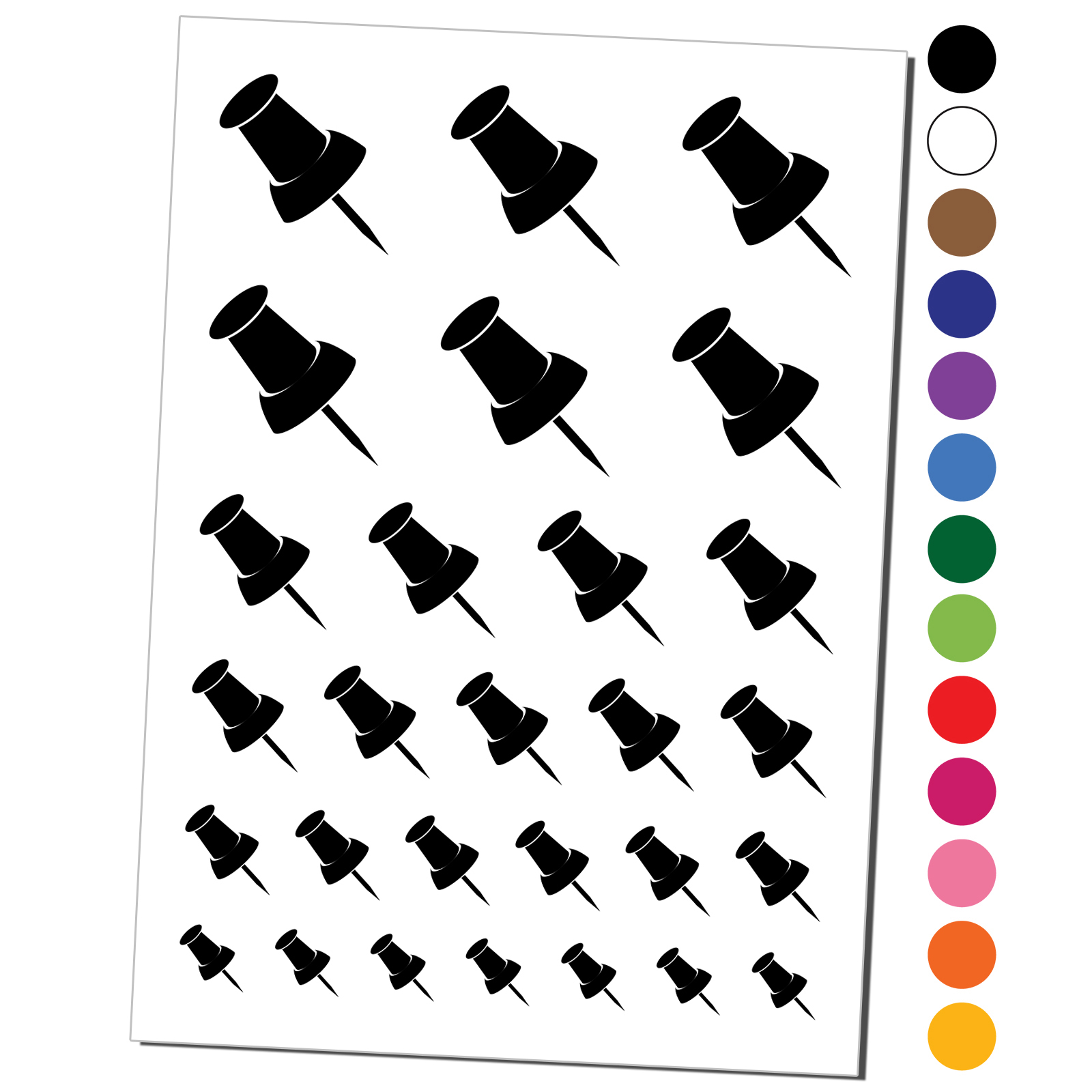 Push Pin Thumbtack Water Resistant Temporary Tattoo Set Fake Body Art