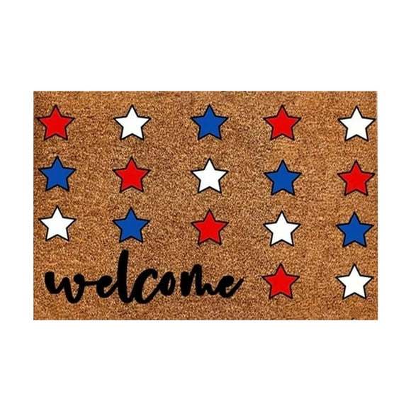 Independence Day Door Mat Red,Blue and White Star Welcome Door Mats 16x24IN Outside Door Mats for Front Door Fourth of July Decorations Outdoor for Front Porch Indoor Home Independence Day Decor