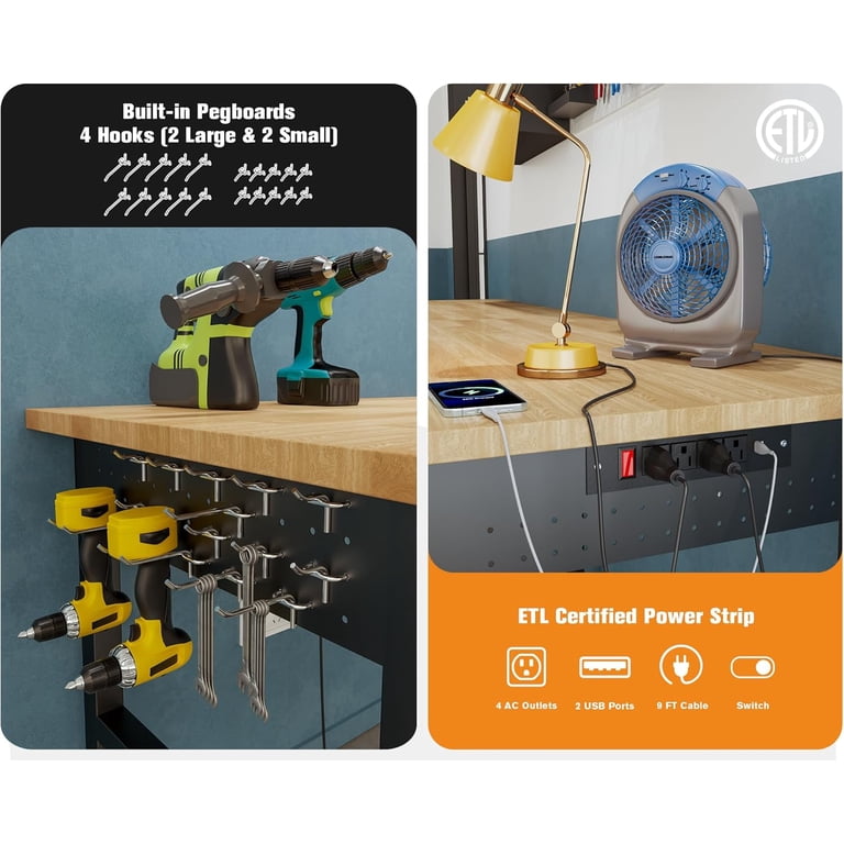 Jocisland Adjustable Workbench with Power Outlets, 5000 Lbs