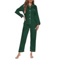 thumbnail image 1 of Women Pajamas Set Long Sleeve Notched Collar Button Down Soft, 1 of 7