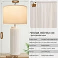 thumbnail image 2 of 28’’ Farmhouse Ceramic Table Lamps Set of 2 for Living Room, Cream Vintage Bedside Table Lamps with White Linen Shade, Rustic Nightstand Lamps for Bedroom Home Office End Table Dorm, 2 of 7