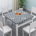 thumbnail image 3 of Blue and White Intricate Pattern Square Fitted Tablecloth with Elastic Edge,Square Table Cover,Washable Elastic Table Cover for Home Kitchen Party Decor 36"x36", 3 of 6