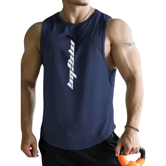 Sunloudy Chaleco deportivo de verano para hombre, camiseta sin mangas de secado rápido con cuello redondo y estampado de letras para hombres, M/L/XL/XXL/XXXL Sunloudy moda