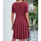 thumbnail image 5 of Vestido de mujer con cuello en V, manga corta, bolsillo, granada sólida, plisado, para todos los días Fridja bnh5170, 5 of 8