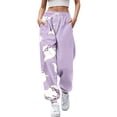 thumbnail image 1 of Pantalones Holgados Gibobby Moda Mujer Pantalones de Chándal Halloween Calabaza Cintura Alta Morado M, 1 of 5