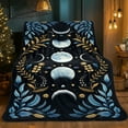 thumbnail image 3 of Moon Phases & Leaves HD Printed Flannel Blanket - Soft Warm 280GSM 3 Sizes (30x40in/50x60in/60x80in) for Travel, Camping, Sofa, Bed - Contemporary Style All-Season Gift for Family & Friends, Moon Dec, 3 of 10