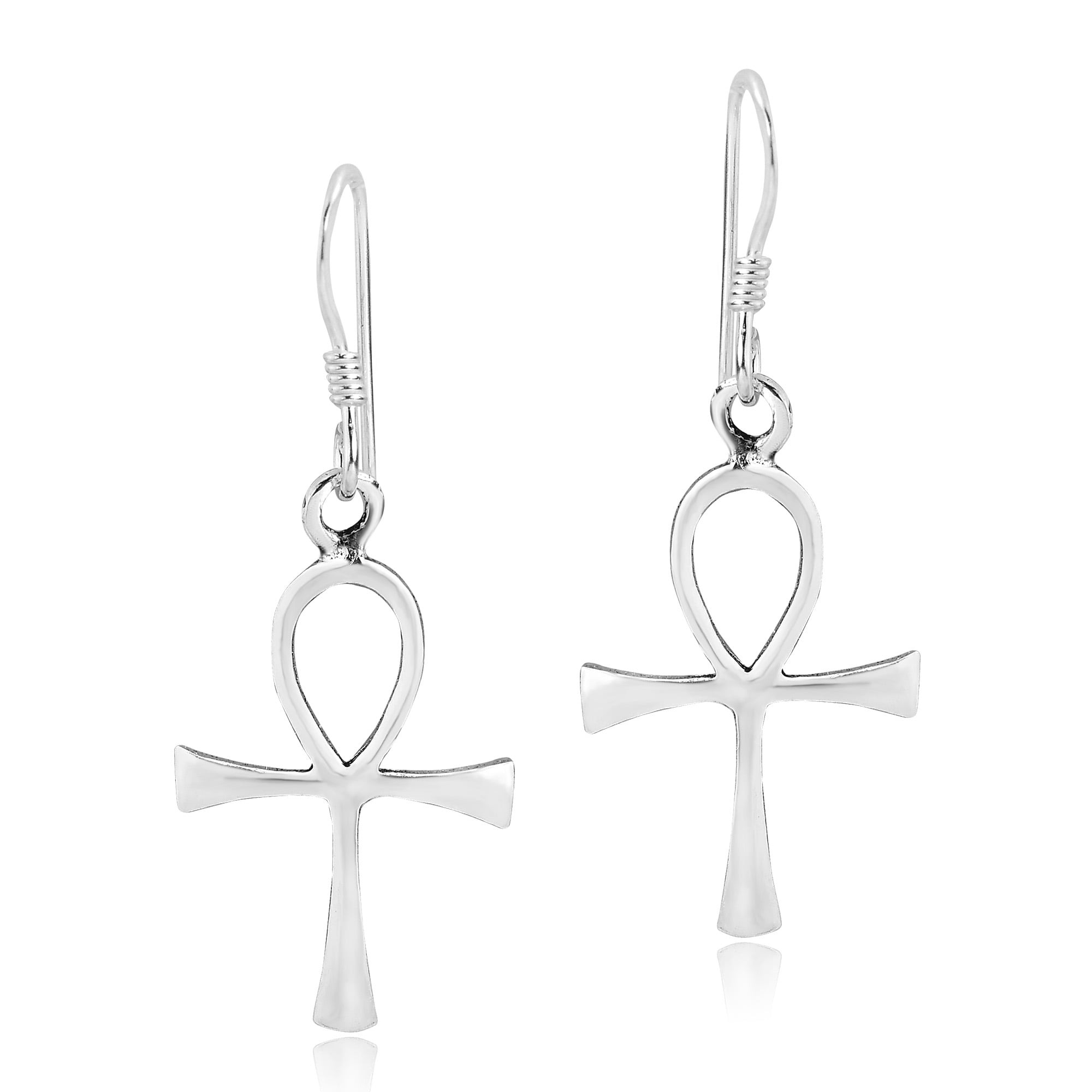 Cross Ankh Stud Earrings .925 Sterling Silver