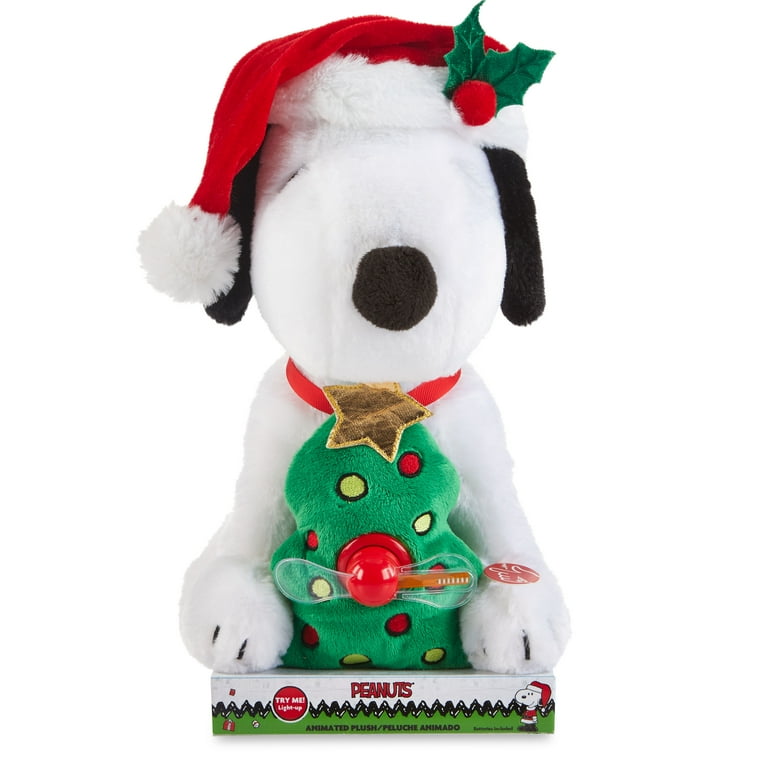 Peanuts 10 inch Animated Snoopy Holding a Tree with Message Fan Plush Toy
