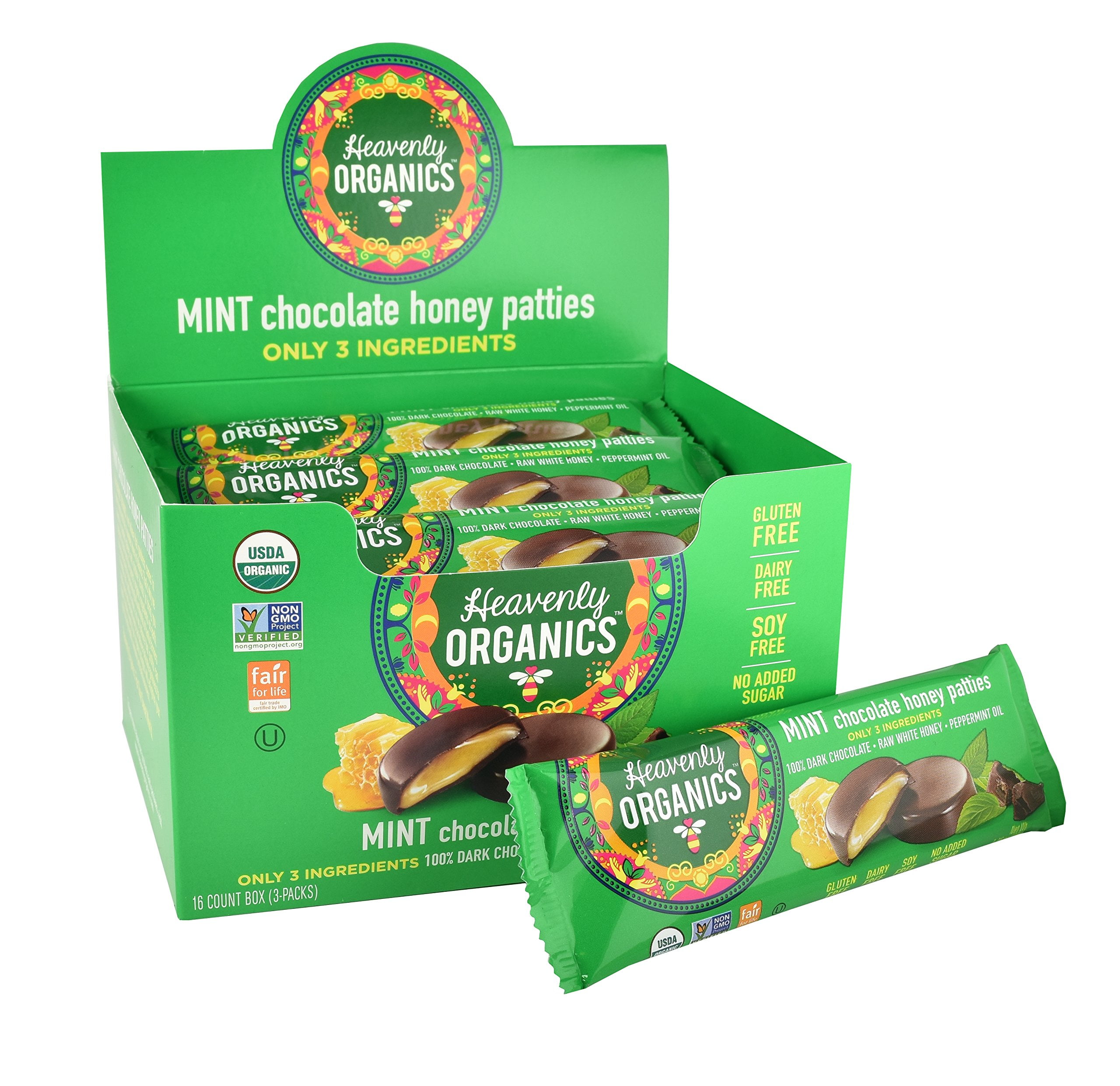 Heavenly Organics Mint Chocolate Honey Patties, Made with 100 Organic