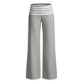 thumbnail image 6 of Women's Wide Leg Lounge Pants High Waisted Fold Over Striped Waistband Stretchy Loose Fit Palazzo Pants for Yoga Daily Wear Daily Travel Office, 6 of 8