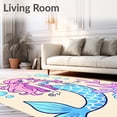 thumbnail image 2 of ODIKA 8'x10' Machine Washable Non-Slip Area Rug, Playful Cartoon Mermaid Design with Bubble Accents and Whimsical Details High Traffic Rug, Pink, 655707, 2 of 5