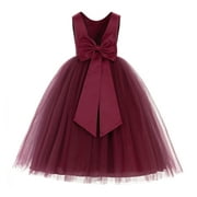 Ekidsbridal V-Back Satin Tulle Flower Girl Dress for Wedding Guest Junior Bridesmaid Pageant Gown 219T 2
