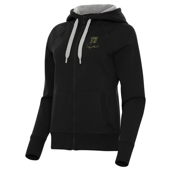 Women's-Antigua  Black Denny Hamlin Victory Full-Zip Hoodie
