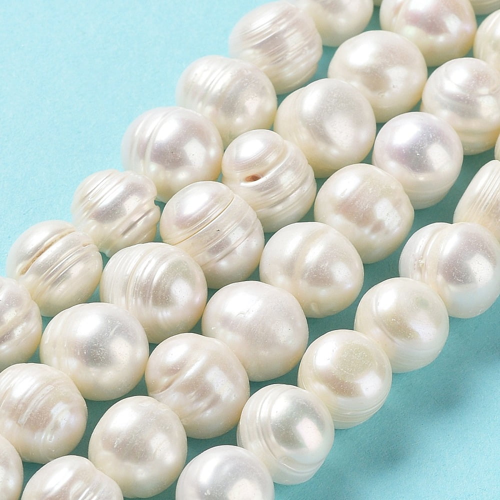1 Strand Natural Cultured Freshwater Pearl Beads Strands Potato Grade A White 8.5~12x9.5~11mm Hole: 0.5mm about 35pcs/strand 13.86''(35.2cm)