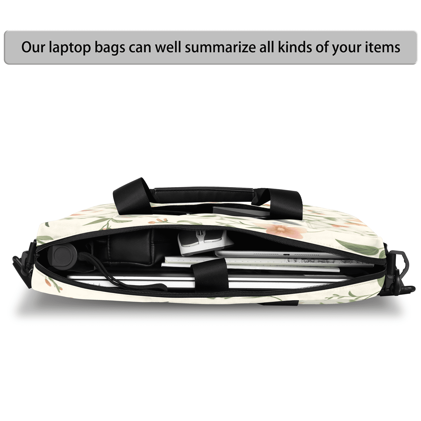 Herdesigns Flower Hummingbird Laptop Bag for Women Men, Computer Case Briefcase Messenger Bags, 15-15.6 inch Laptop Sleeve Shoulder Bag