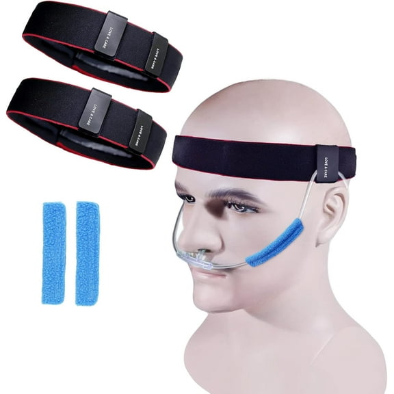 NATAKU Oxygen Cannula Headband - Comfortable & Secure Oxygen, No More Ear Irritation or Slipping - Adjustable Fit, Soft & Breathable Material - Compatible with Most Oxygen Concentrators & Cannulas