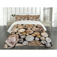 thumbnail image 3 of Ambesonne Rustic Quilted Bedspread Set 3 Pcs, Wooden Logs Oak Tree, Queen Size, Pale Sand Brown, 3 of 5