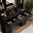thumbnail image 7 of Mirror Dressing Table with Drawers Storage Cabinet, Dressing Table with Dressing Pad for Bedroom, Dressing Room Black, 7 of 7