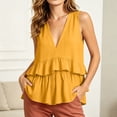 thumbnail image 2 of Admvng Tank Top for Women Deep V Neck Sleeveless Ruffle Tiered Cropped Peplum Flowy Casual Summer Camisole Blouse, 2 of 9