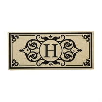 Evergreen Cambridge Letter H Monogram Burlap Sassafras Indoor Outdoor Switch Doormat1'10"x10"Brown