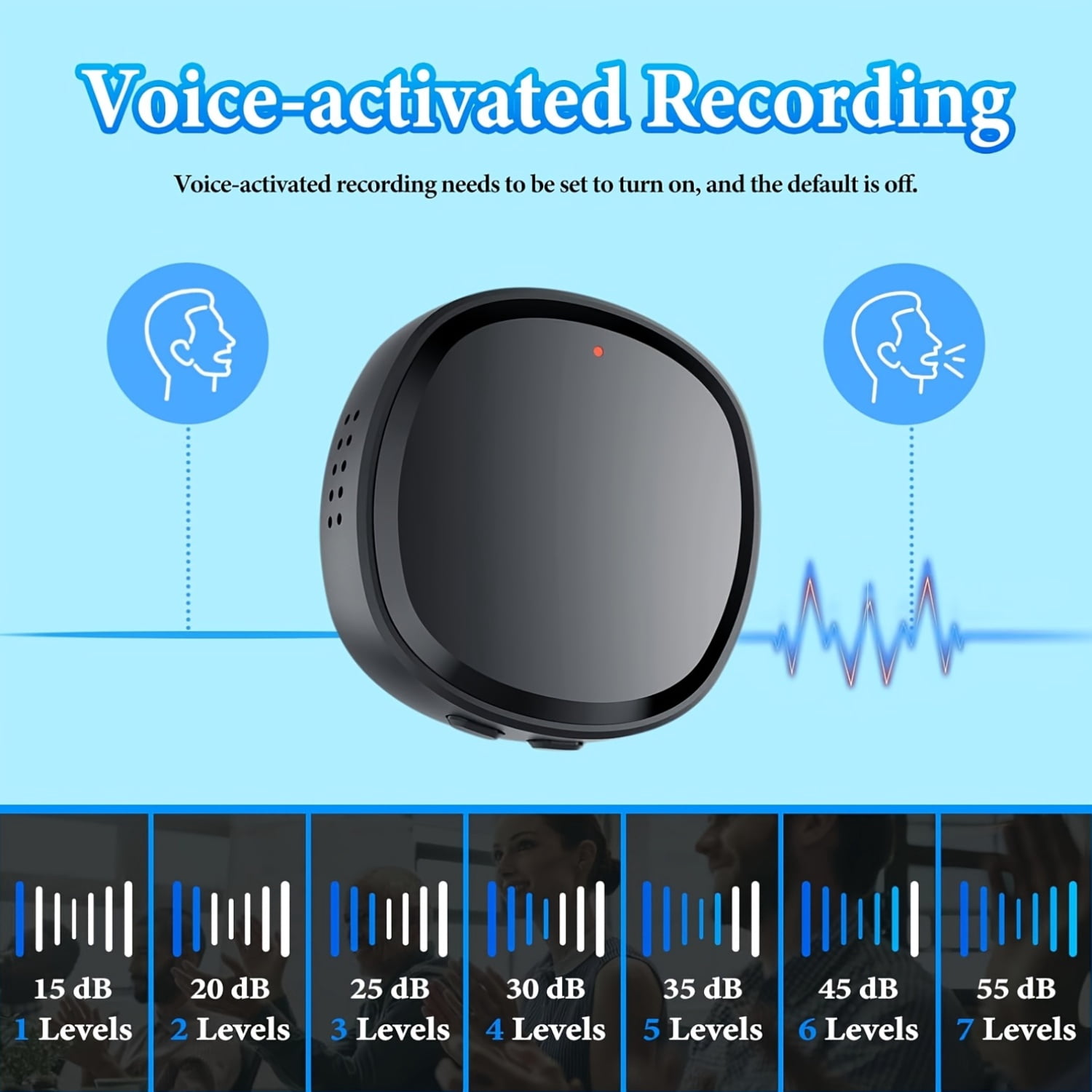 64GB Voice Recorder with Playback, MP3 Player & USB - 750H Voice-Activated Recording for Lectures, Meetings