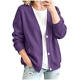 thumbnail image 5 of Winter Women's Fashion Sweatshirt Casual Oversized V-Neck Button Down Cardigan Long Sleeve Loose Fit Open Front Jacket with Pockets, 5 of 7