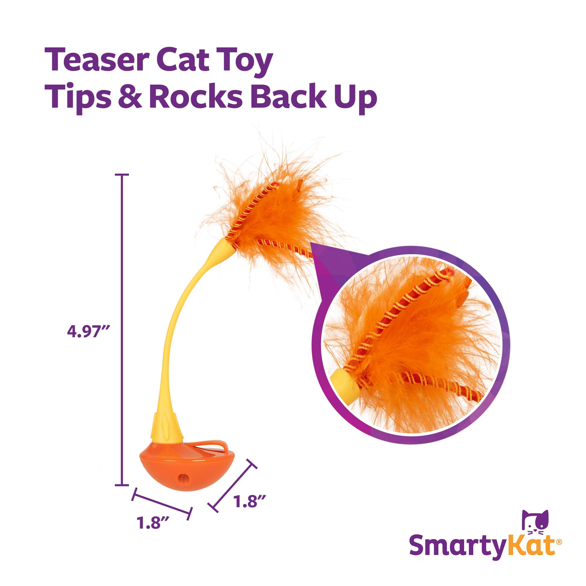 SmartyKat Tip N Dip Interactive Cat Toy with Feathers and Wobble Action, Orange - product image