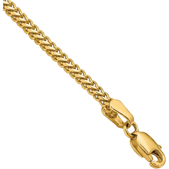 14K Solid Yellow Gold 1.5mm Franco Link Chain Bracelet