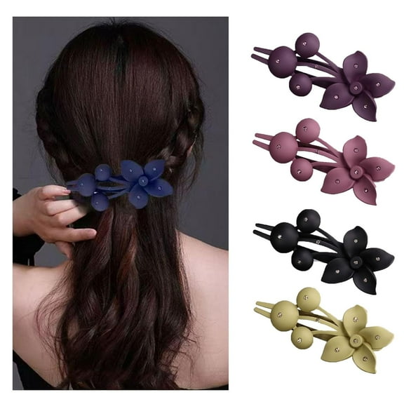 Sixcutie Floral Matte Hair Curler Styling, Flower Hair Claw Clips, Matte Flat Frangipani Hai𝐫 Clips, Strong Hold, Styling Hai𝐫 Clip Ha𝐢r for Women Girls(4PCS-C)