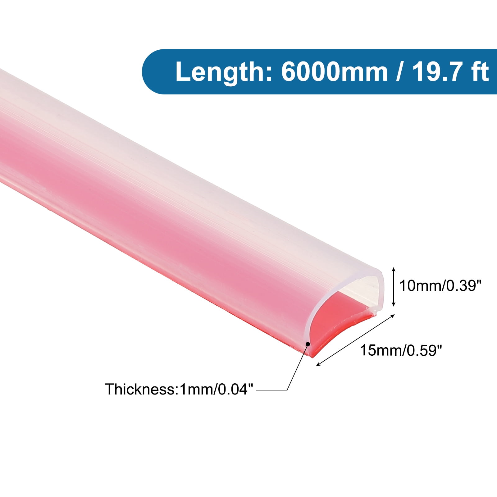 Uxcell Silicone Weather Stripping Door Seal, 19.7 ft D Shape Weather Stripping Self Adhesive Door Seal Strip for Door Frame, Window Sealing, Large Gap, 5.91"Wx0.39"Tx3.94H, Clear/Red