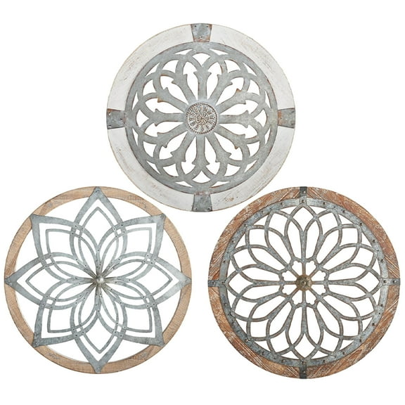 Toddmomy Acrylic Resin Wall Pendant Retro Style Flower Shaped Hanging Decoration For Home Office 3Pcs