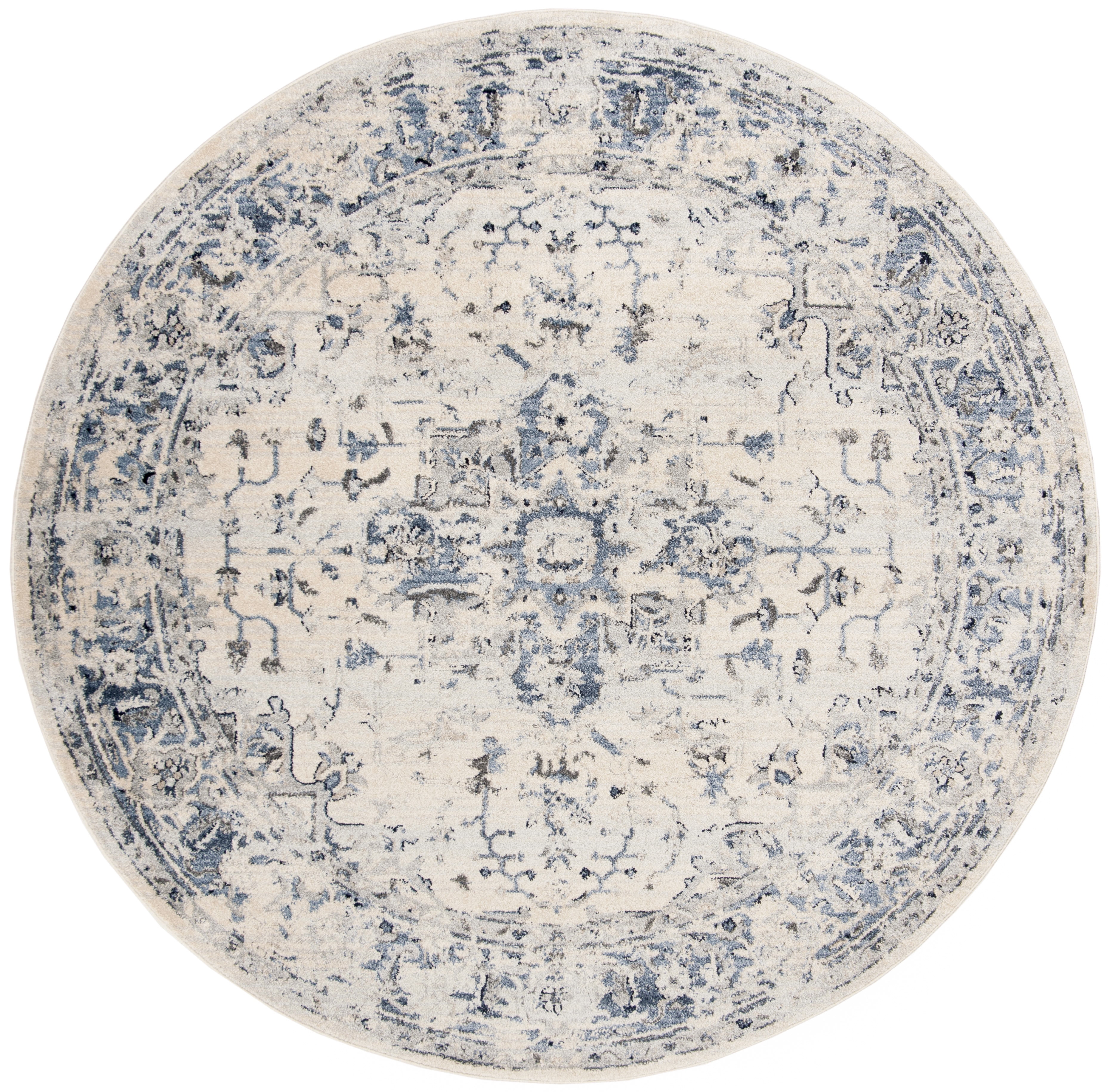 SAFAVIEH Charleston Zharko Floral Area Rug, Ivory/Navy, 12' x 12' Round