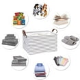 thumbnail image 5 of Hinwo 8.3 Gal./33.2 Qt./31.5 L Canvas Storage Bins, Rectangle Storage Baskets, Storage Cubes with Totes, Drawstring Closure, 16.5 x 11.8 x 9.8 Inches, 2-Pack, Grey Stripe, 5 of 6
