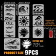 thumbnail image 2 of 9 PCS Sea Waves Painting Stencil Sun Beach Template Summer Surfing Painting Template Coconut Tree Painting Stencil Summer Theme Stencil for Painting on Wall Wood Canvas Fabric Furniture, 2 of 7