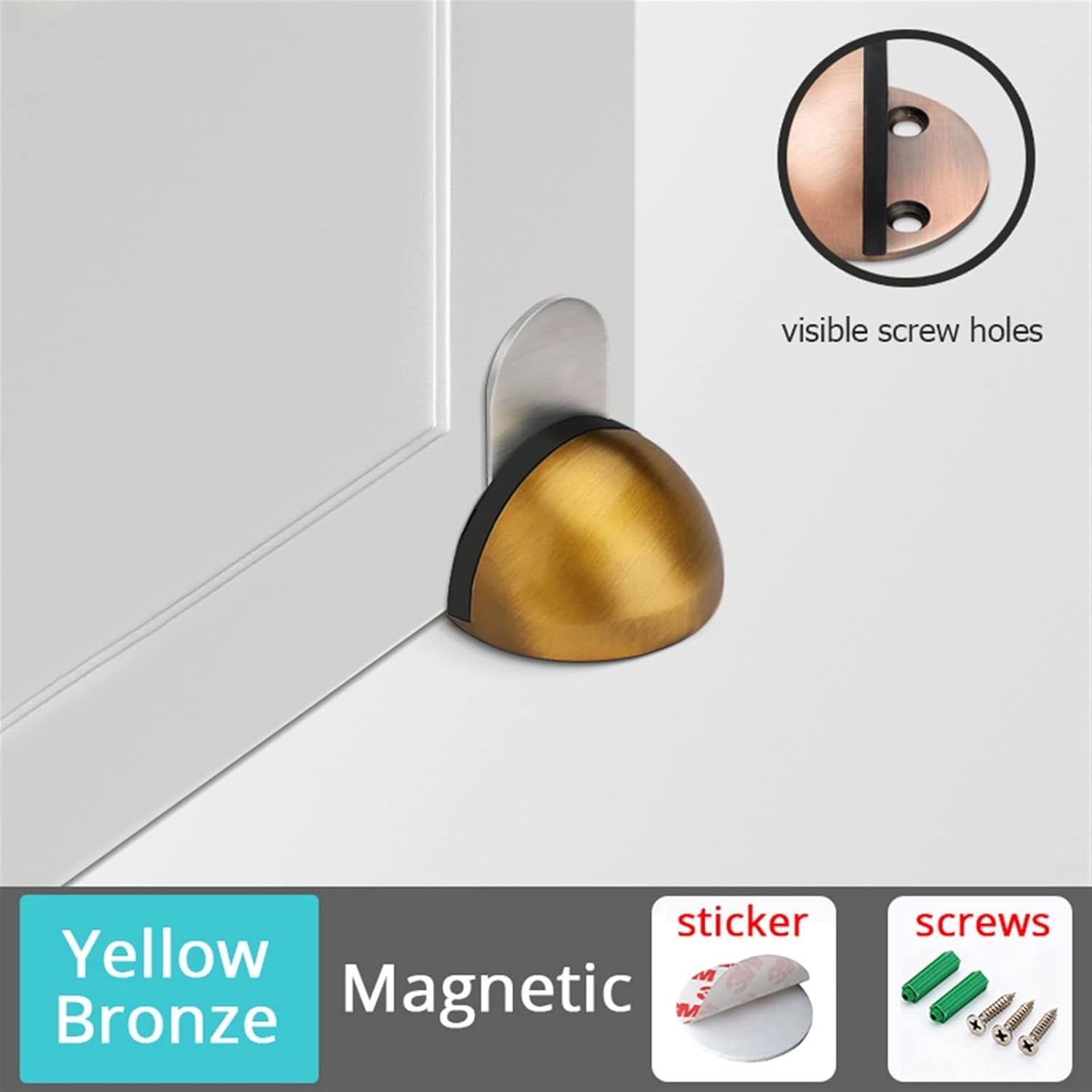 Zinc Alloy Rubber Door Stopper Non Punching Sticker Hidden Door Holder Catch Floor Mounted Nail-Free Door Stop Door Hardware 1Pcs