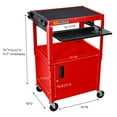 thumbnail image 4 of Adjustable Height Red Metal A/V Cart With Pullout Keyboard Tray And Cabinet, 4 of 4