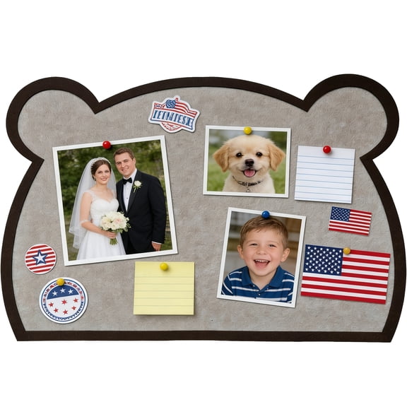 HomElectr Bear-shaped 17 x 23 in Felt Bulletin Board with Pushpins, Cork Bulletin Board For Wall, Office, Home