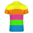 thumbnail image 5 of PLAIN SOLID NEON FLUORESCENT RAINBOW STRIPES 5 COLORS Men Zipper T-shirt Summer Casual Short Sleeve T-shirt Top, 5 of 7