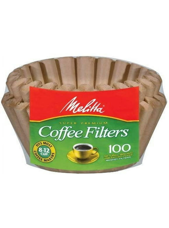 Melitta Basket Coffee Filters, Super 8-12 Cup 100 Count Pack of 1, Natural Brown