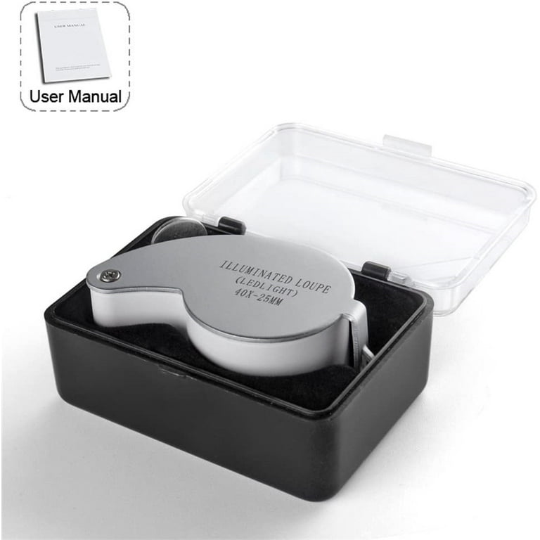 40X Magnifying Loupe Jewelry Eye Glass Magnifier LED Light Jewelers Loop  Pocket