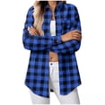 thumbnail image 5 of purcolt Womens Flannel Plaid Shirts Casual Long Sleeve Collared Tops Button Down Blouses Business Work Shirts with Pockets, 5 of 7